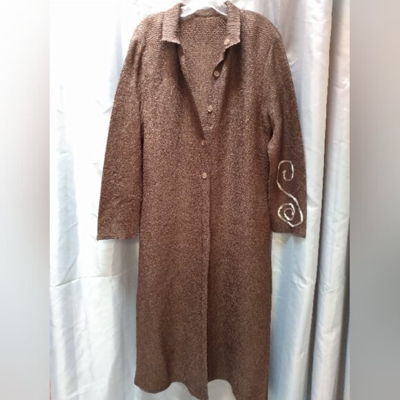 Vintage Boho Brown Reversible Coat/Dress from Pleats Collection by Pings - Picture 1 of 10